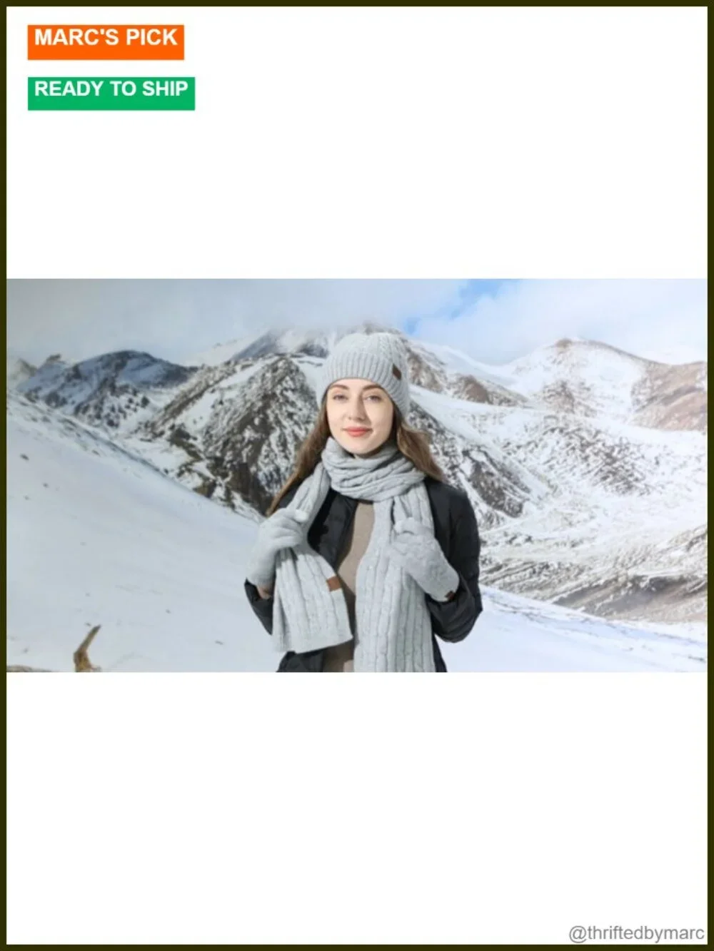 Winter Beanie Hat Scarf Gloves Set, Knit Touch Screen Gloves, Fleece Lined